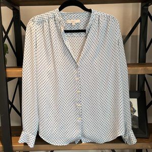 LOFT Patterned Button Down Blouse